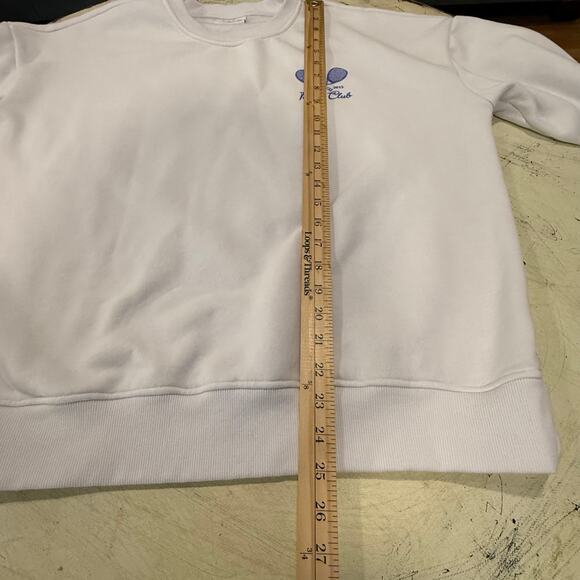 Wilo The Label Tennis Club White Crew Neck Sweater Size Med Preppy - Picture 4 of 8